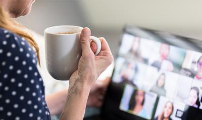 woman at a computer on a video conference