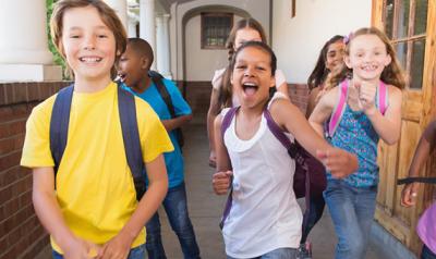 Group of young kids excited for learning