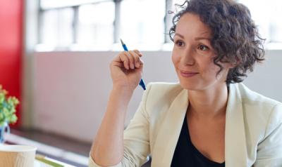 A teacher contemplates her study