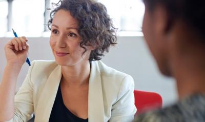 Professional woman looking ahead