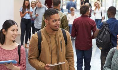 Young adults walking together