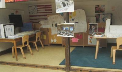 The children's command center inside their classroom