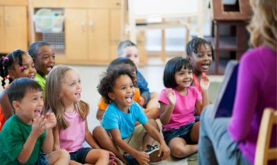 Young children enjoying a read aloud