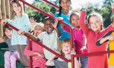 A group of children on a playground.