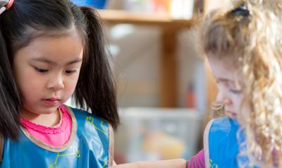 Children at a water table