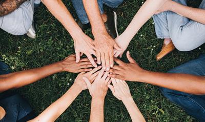 Hands together in a circle