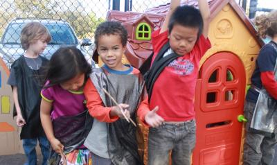 A group of children on a playground.