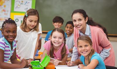 a group of children with a teacher