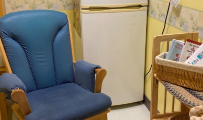 A look inside a room outfitted with a breastfeeding chair.
