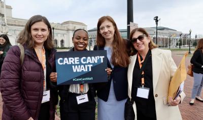 Educators at a rally for Public Policy Forum