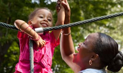 Mother and daughter on a playground