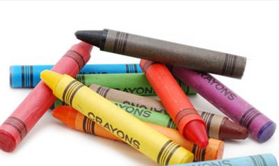 a pile of crayons