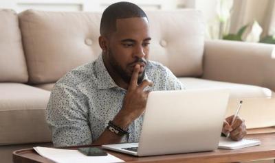 a man at a computer