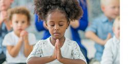 Young girl meditates