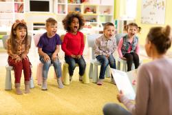 Children participating in a group lesson
