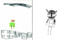Child illustration of superheroes