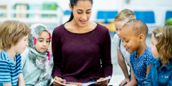 a teacher reading to children