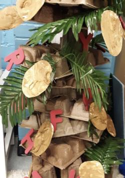 a craft coconut tree created by children