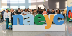 Attendees posing with NAEYC blog letters