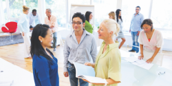 A group of teachers talking to each other