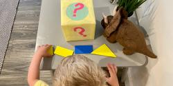 A child plays a shapes activity.