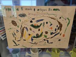 Photo of a child's drawing of an octopus
