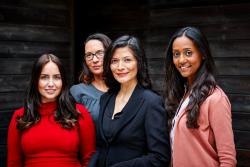 Five women standing outside