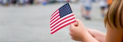 Girl holding the American flag