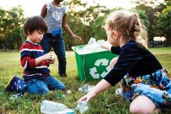 Children sorting recycling