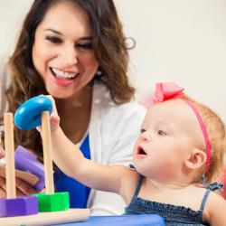 A infant learning about sorting