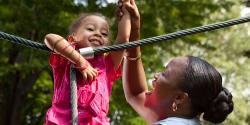 Mother and daughter on a playground