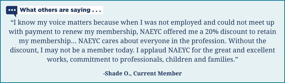 A testimonial about NAEYC Membership