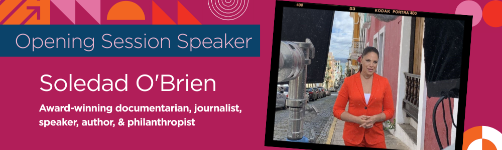 A promotional website banner featuring Soledad O'Brien as the Opening Session Speaker at NAEYC Annual Conference 2025