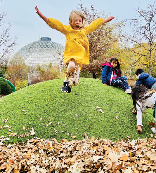 Another child jumping into a pile of leaves. 